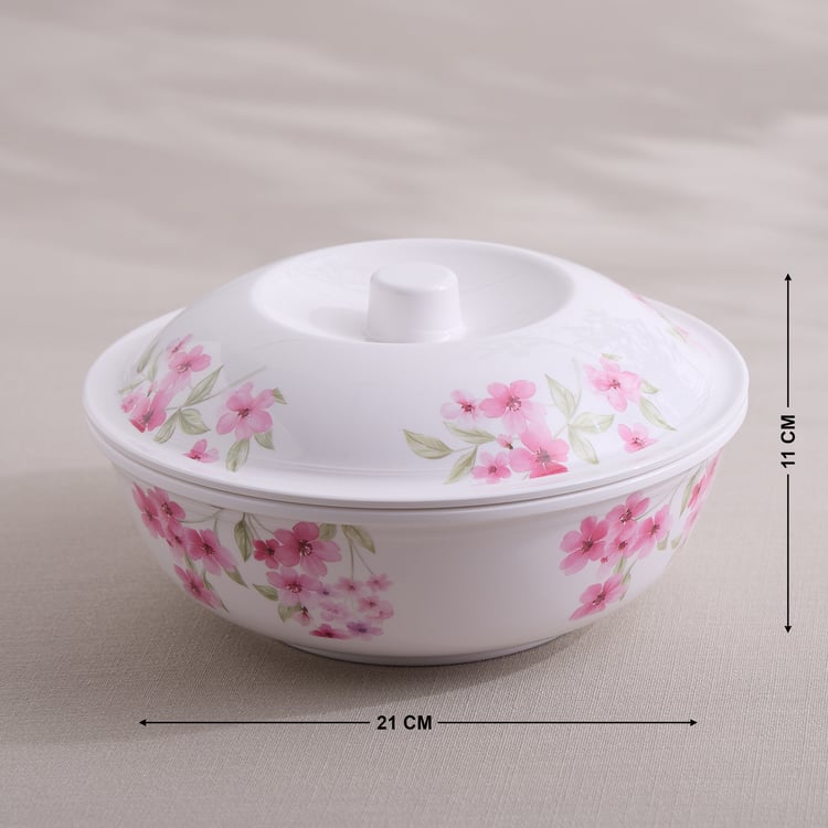Meadows Decal Melamine Floral Print Serving Bowl with Lid - 1.4L