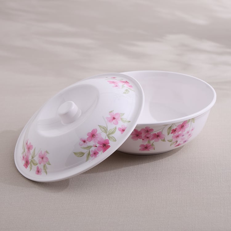 Meadows Decal Melamine Floral Print Serving Bowl with Lid - 1.4L
