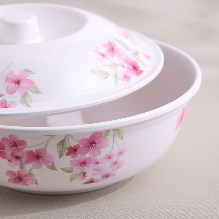 Meadows Decal Melamine Floral Print Serving Bowl with Lid - 1.4L