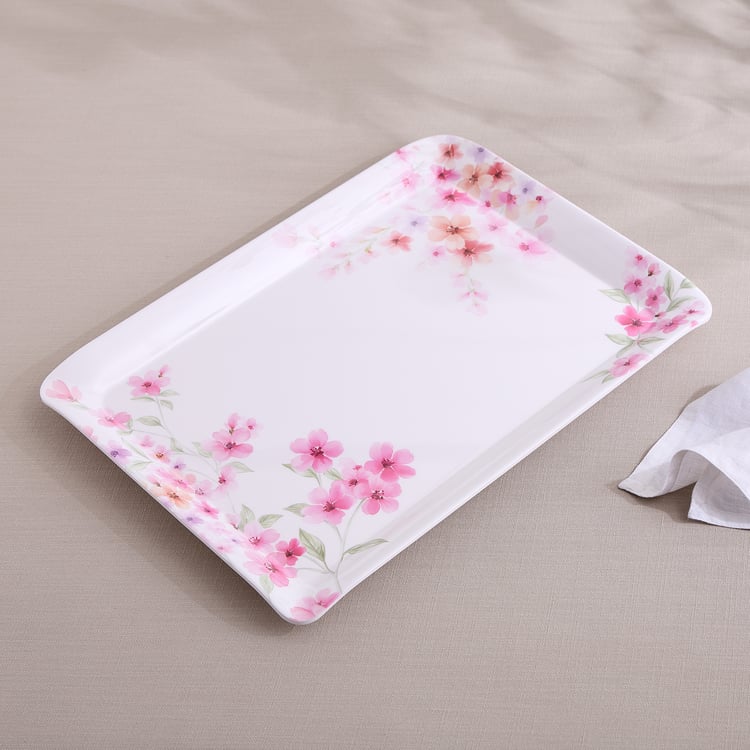 Meadows Decal Melamine Floral Print Serving Tray - 38x27cm