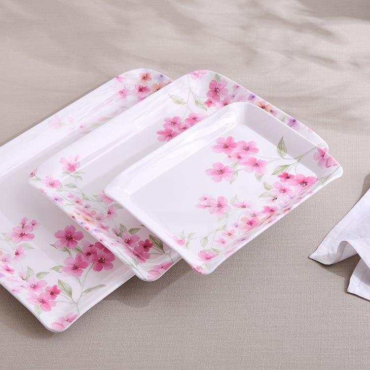 Meadows Decal Melamine Floral Print Serving Tray - 38x27cm