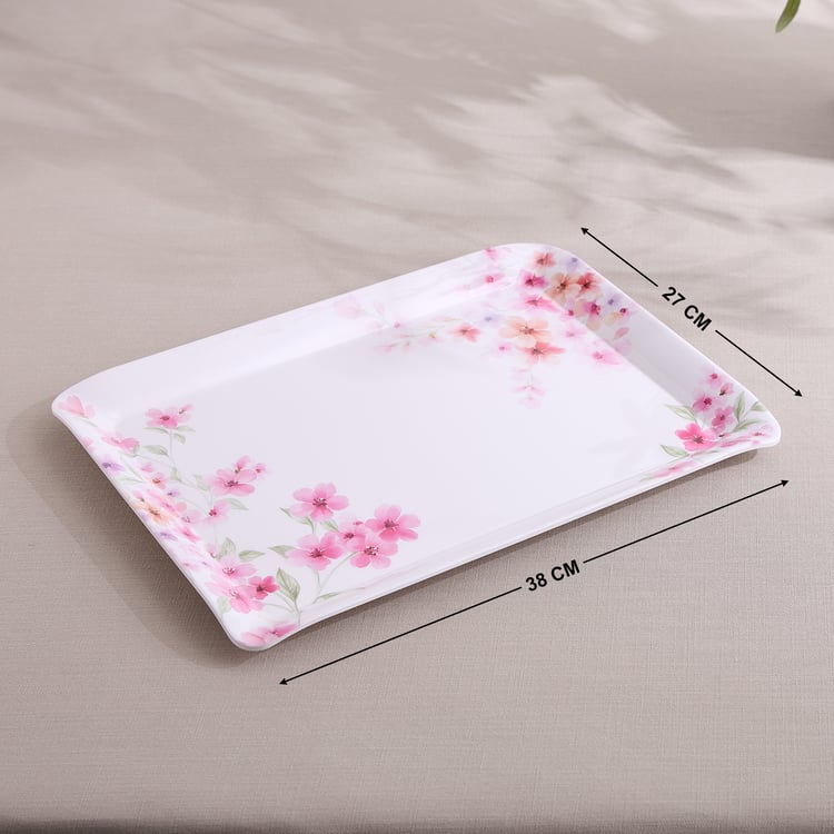 Meadows Decal Melamine Floral Print Serving Tray - 38x27cm
