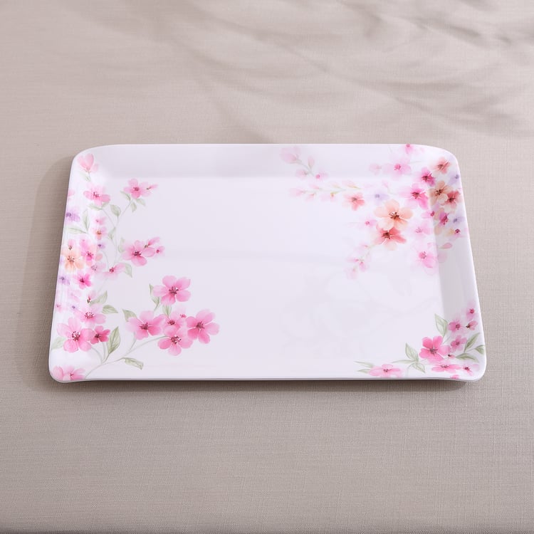 Meadows Decal Melamine Floral Print Serving Tray - 38x27cm