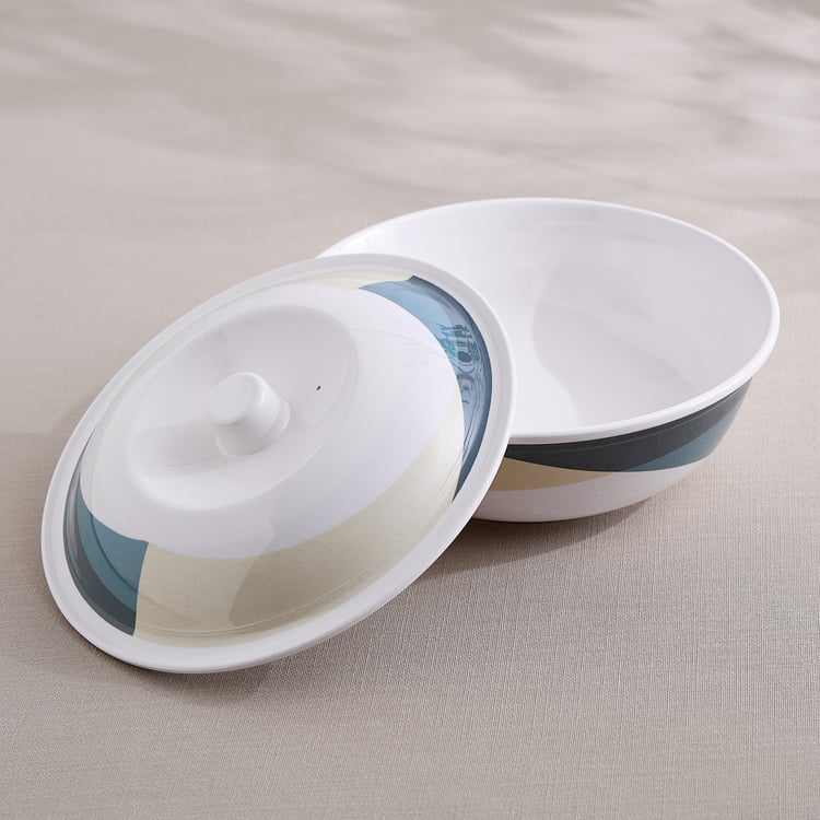Meadows Decal Melamine Printed Serving Bowl with Lid - 1.4L