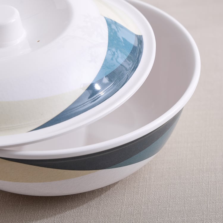 Meadows Decal Melamine Printed Serving Bowl with Lid - 1.4L