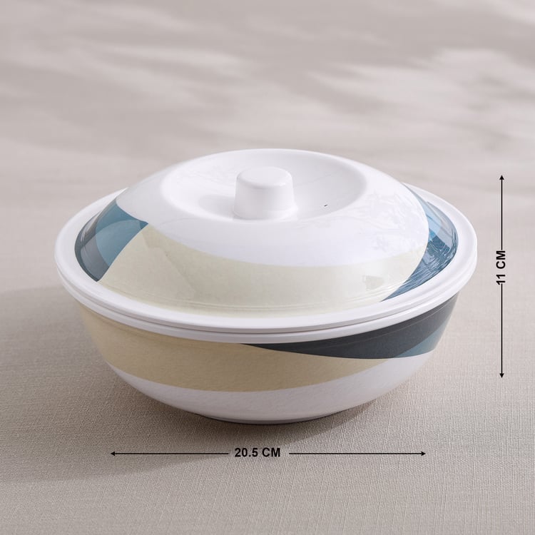 Meadows Decal Melamine Printed Serving Bowl with Lid - 1.4L