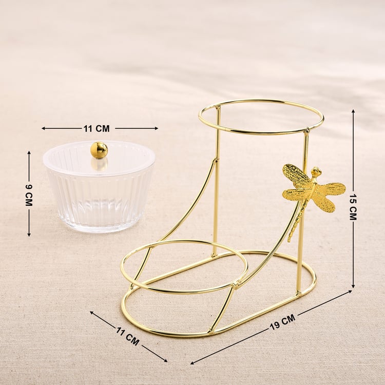 Abaco Set of 2 Glass Snack Bowls with Stand - 300ml