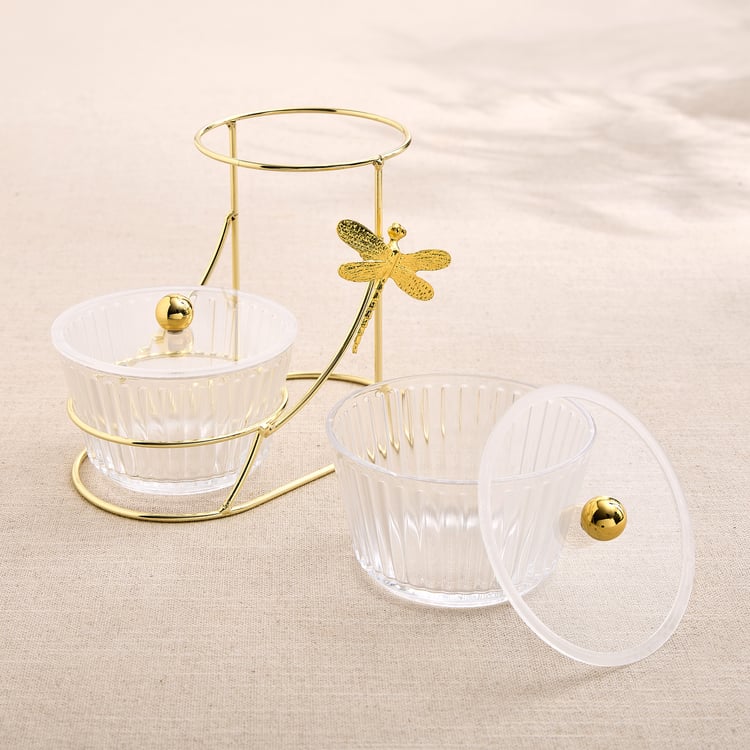 Abaco Set of 2 Glass Snack Bowls with Stand - 300ml
