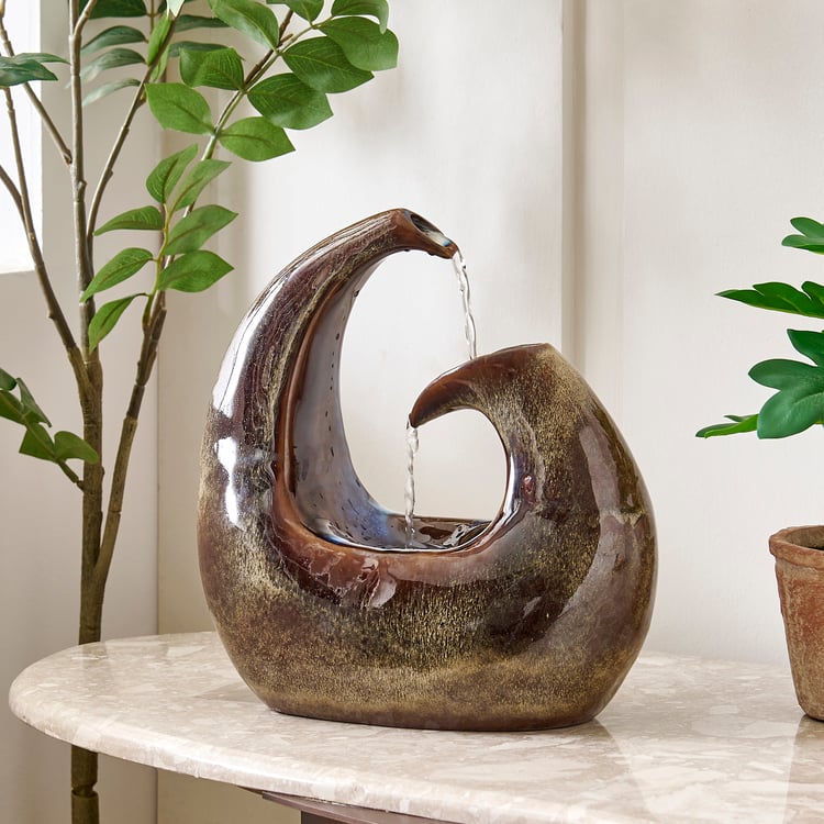 Alpine Glazed Ceramic Indoor Fountain - 24x12x24cm