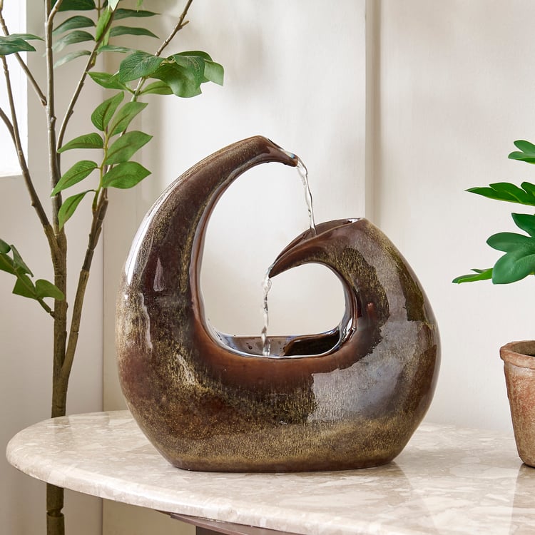 Alpine Glazed Ceramic Indoor Fountain - 24x12x24cm
