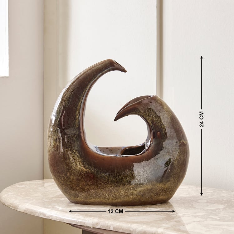 Alpine Glazed Ceramic Indoor Fountain - 24x12x24cm