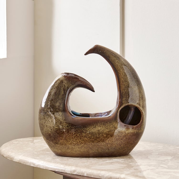 Alpine Glazed Ceramic Indoor Fountain - 24x12x24cm