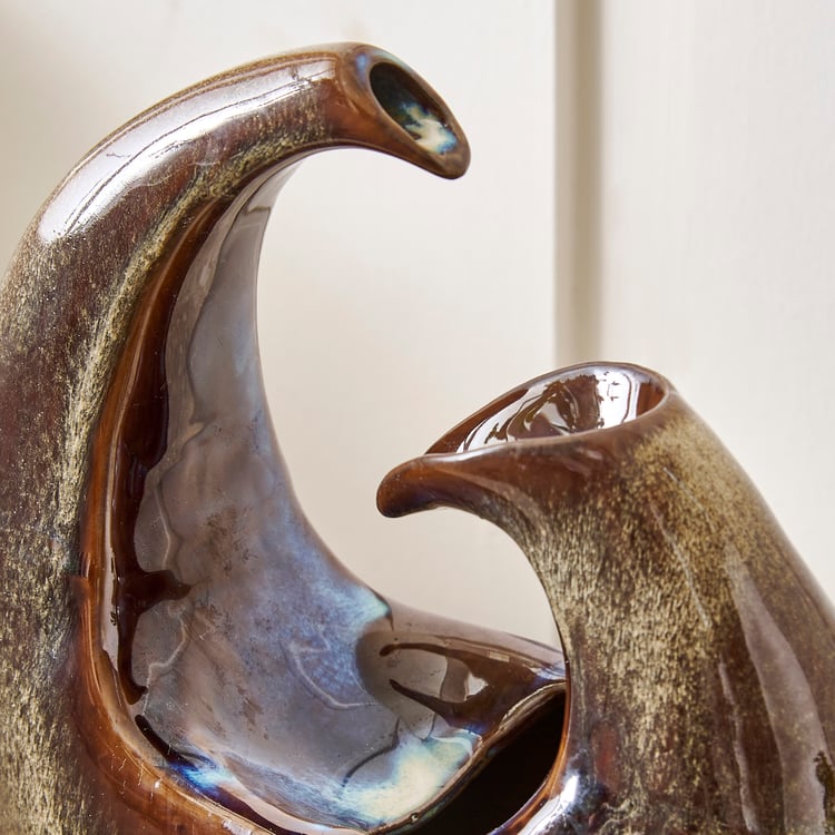Alpine Glazed Ceramic Indoor Fountain - 24x12x24cm