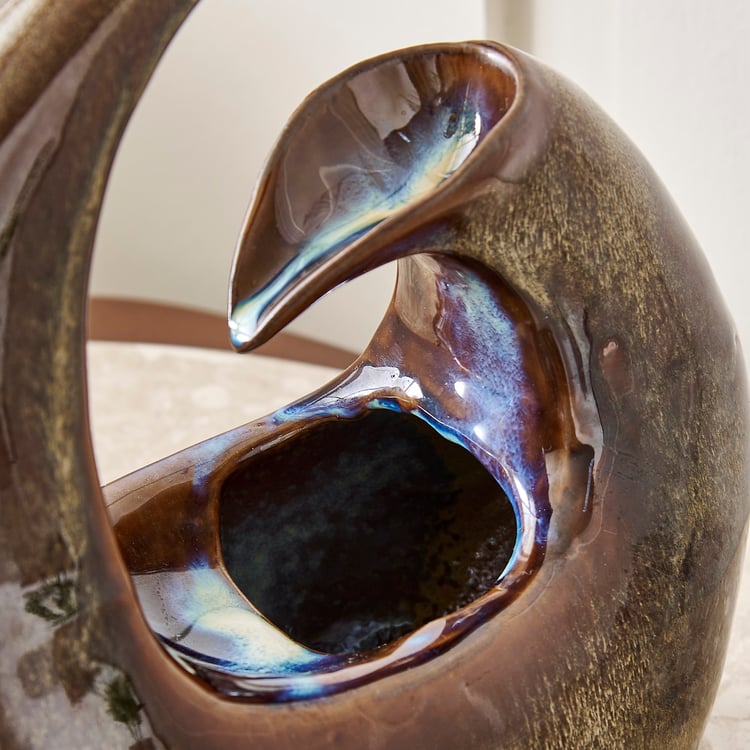 Alpine Glazed Ceramic Indoor Fountain - 24x12x24cm