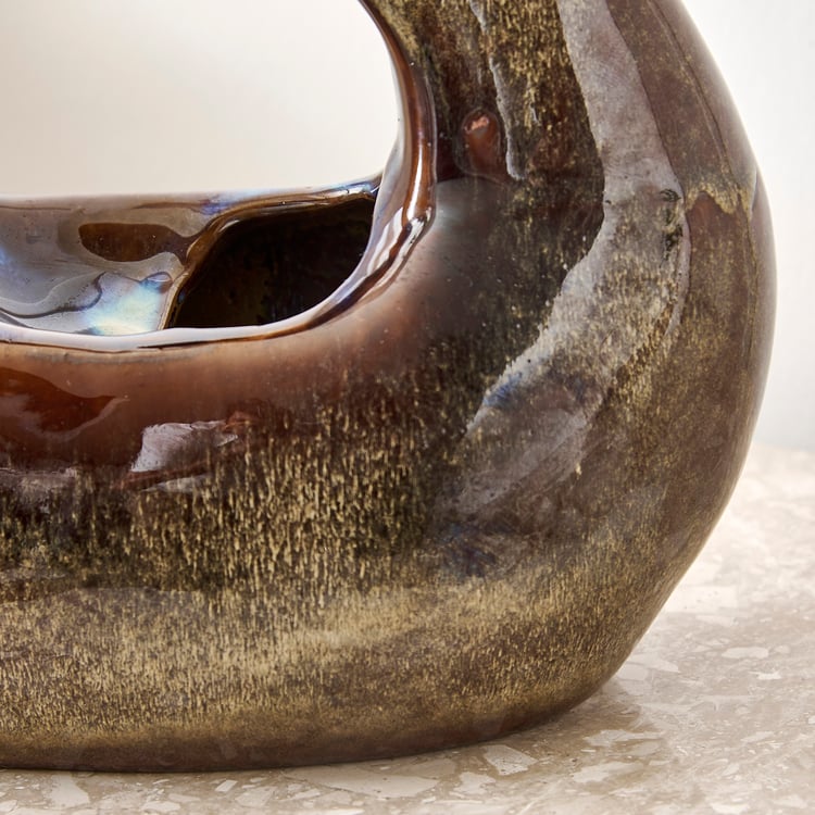 Alpine Glazed Ceramic Indoor Fountain - 24x12x24cm
