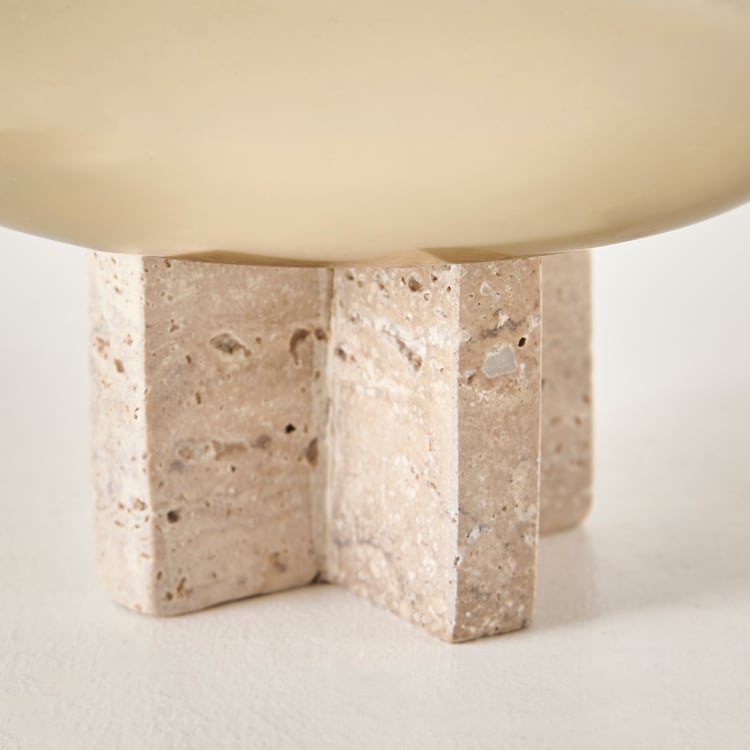 Stoneage Travis Metal Decorative Bowl with Marble Base - Small