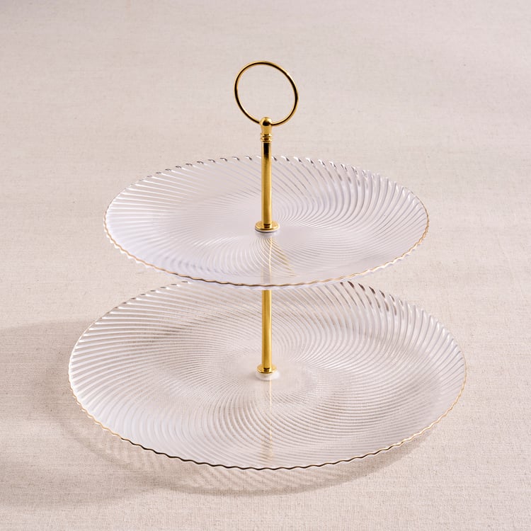 Signature Serve Swirl Glass Cake 2-Tier Cake Stand