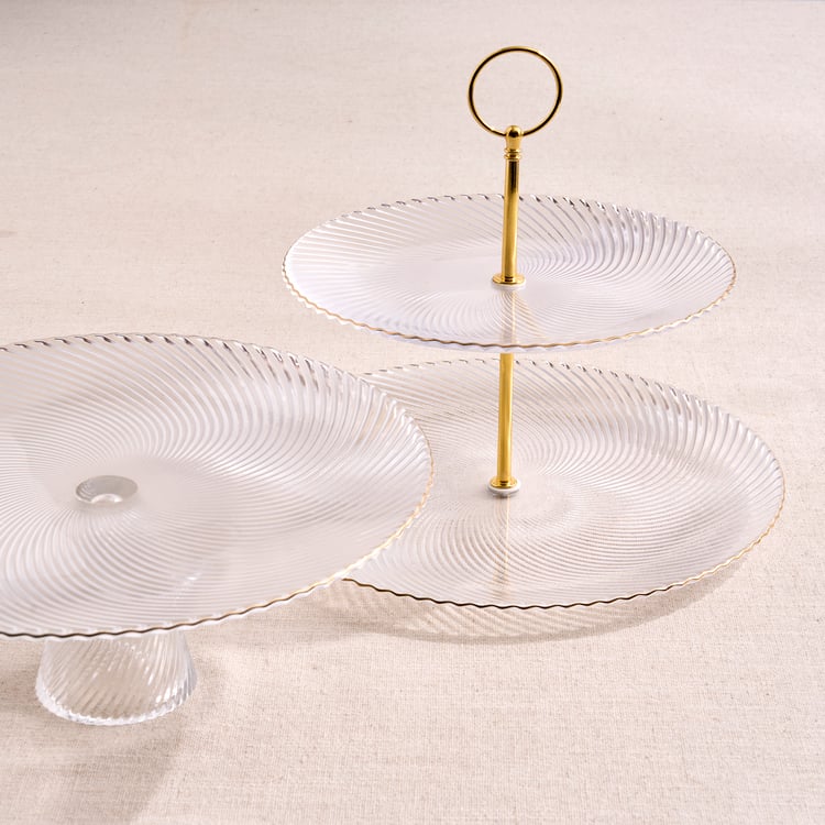 Signature Serve Swirl Glass Cake 2-Tier Cake Stand