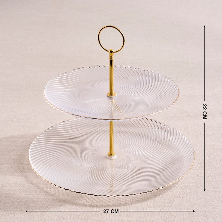 Signature Serve Swirl Glass Cake 2-Tier Cake Stand
