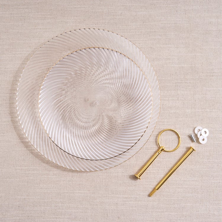 Signature Serve Swirl Glass Cake 2-Tier Cake Stand