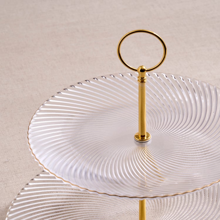 Signature Serve Swirl Glass Cake 2-Tier Cake Stand