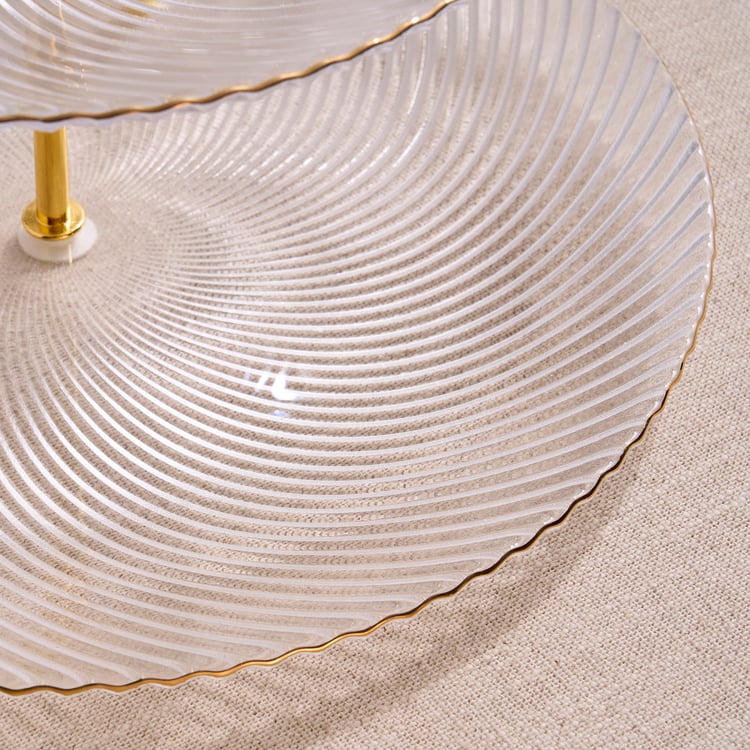 Signature Serve Swirl Glass Cake 2-Tier Cake Stand