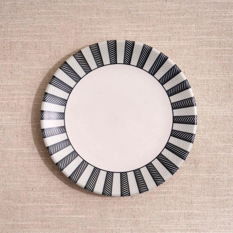 Boxed Love Breakfast 4-Piece Porcelain Striped Crockery Set