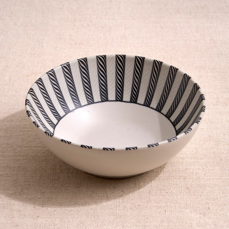 Boxed Love Breakfast 4-Piece Porcelain Striped Crockery Set
