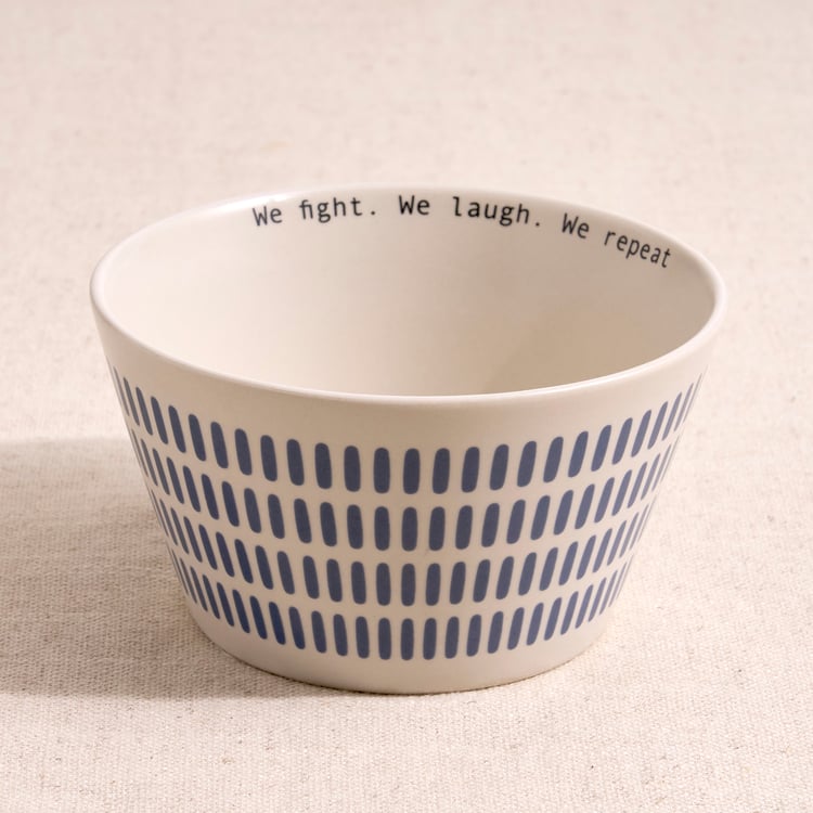 Boxed Love Emily Bowl Set of 3 Porcelain Striped Cereal Bowls - 500ml