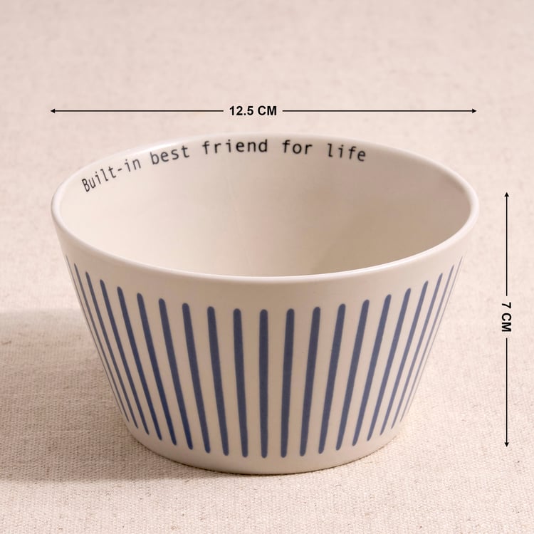 Boxed Love Emily Bowl Set of 3 Porcelain Striped Cereal Bowls - 500ml