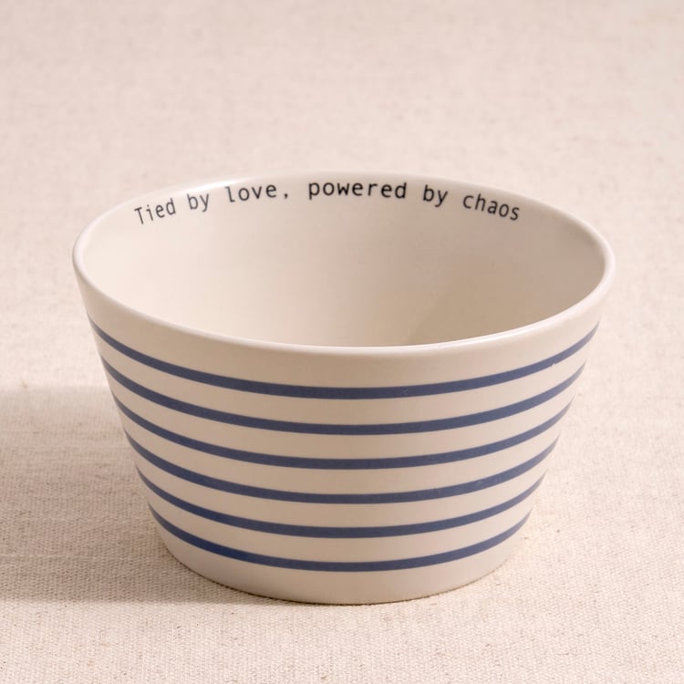 Boxed Love Emily Bowl Set of 3 Porcelain Striped Cereal Bowls - 500ml