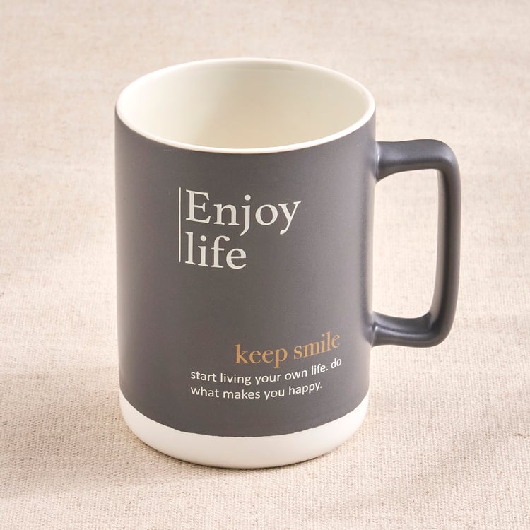 Musing Enjoy Life Set of 2 Bone China Printed Mugs - 395ml