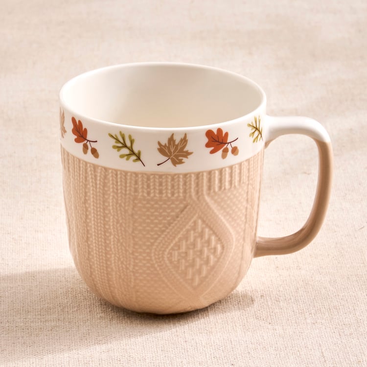 Blooming Embossed Autumn Set of 2 Bone China Printed Mugs - 335ml