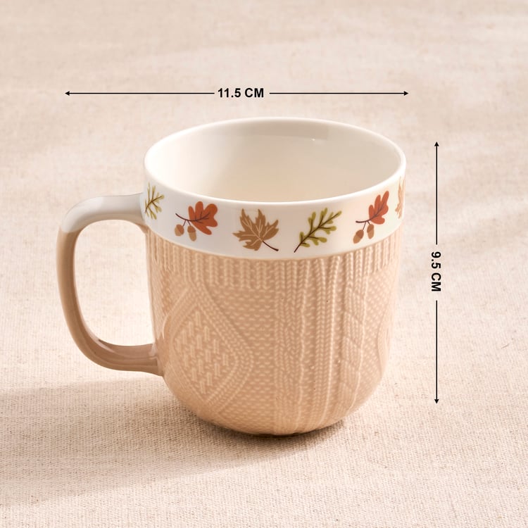 Blooming Embossed Autumn Set of 2 Bone China Printed Mugs - 335ml