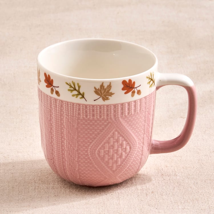 Blooming Embossed Autumn Set of 2 Bone China Printed Mugs - 335ml