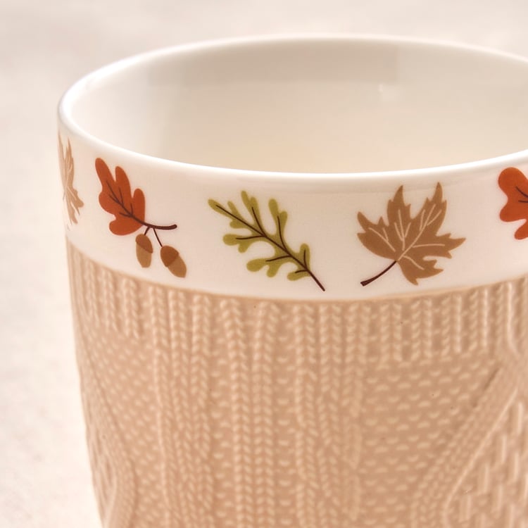 Blooming Embossed Autumn Set of 2 Bone China Printed Mugs - 335ml