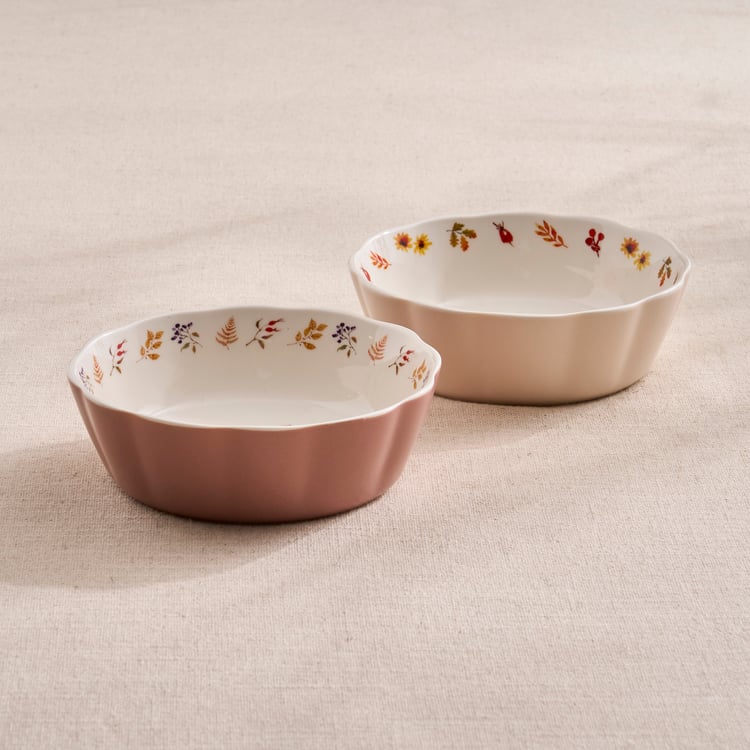 Blooming Autumn Set of 2 Bone China Bowls - 320ml