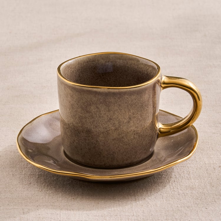 Earthbound Acorn Stoneware Cup and Saucer Set - 200ml