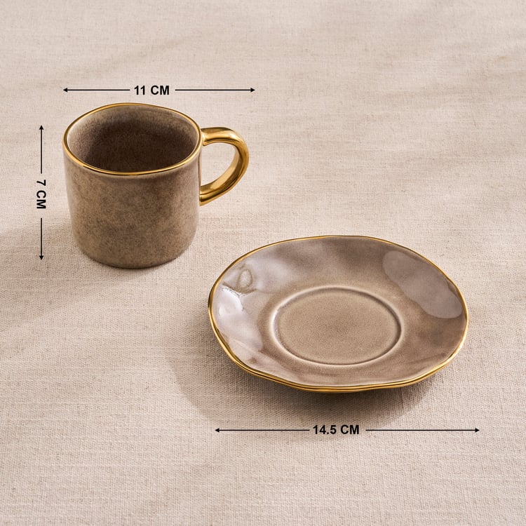 Earthbound Acorn Stoneware Cup and Saucer Set - 200ml