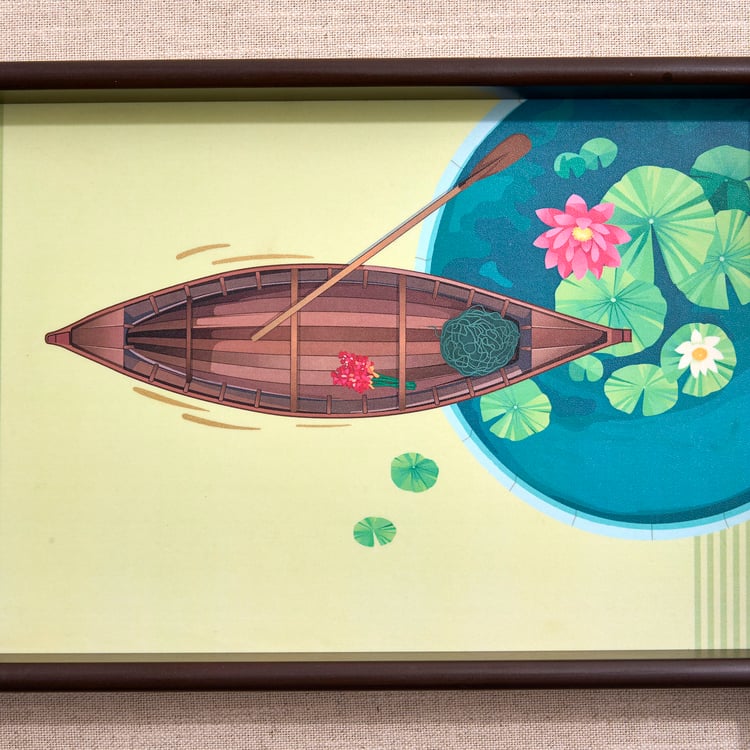 Koi Pond Wooden Printed Serving Tray - 41x25.5x5cm