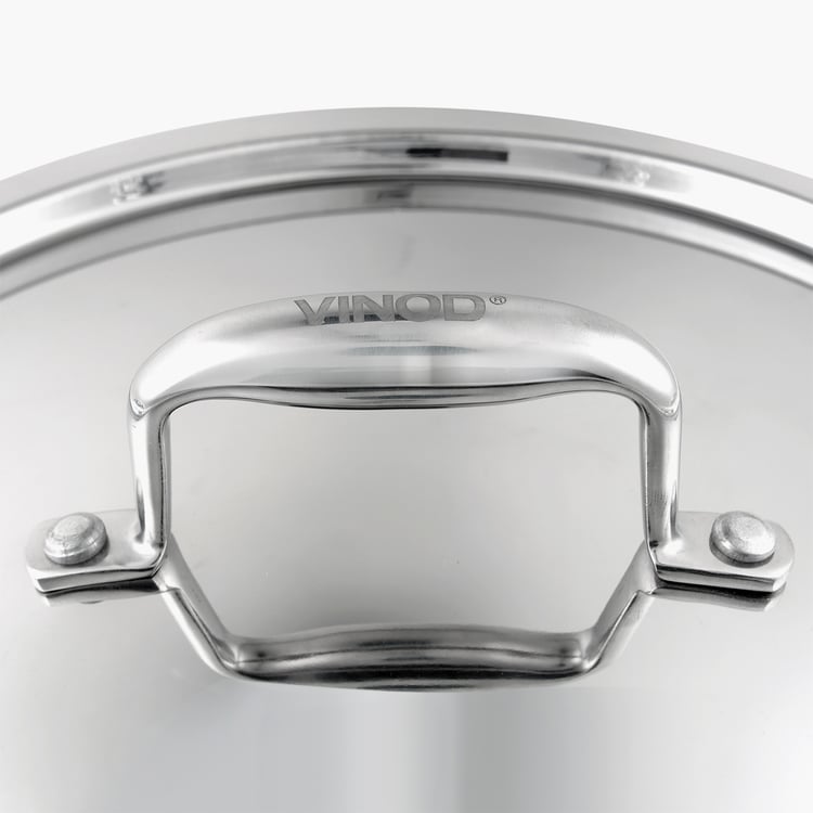 VINOD Platinum Triply Stainless Steel Kadhai with Lid - 3.2L