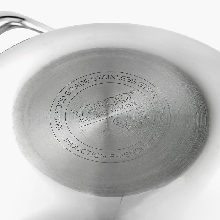 VINOD Platinum Triply Stainless Steel Kadhai with Lid - 3.2L