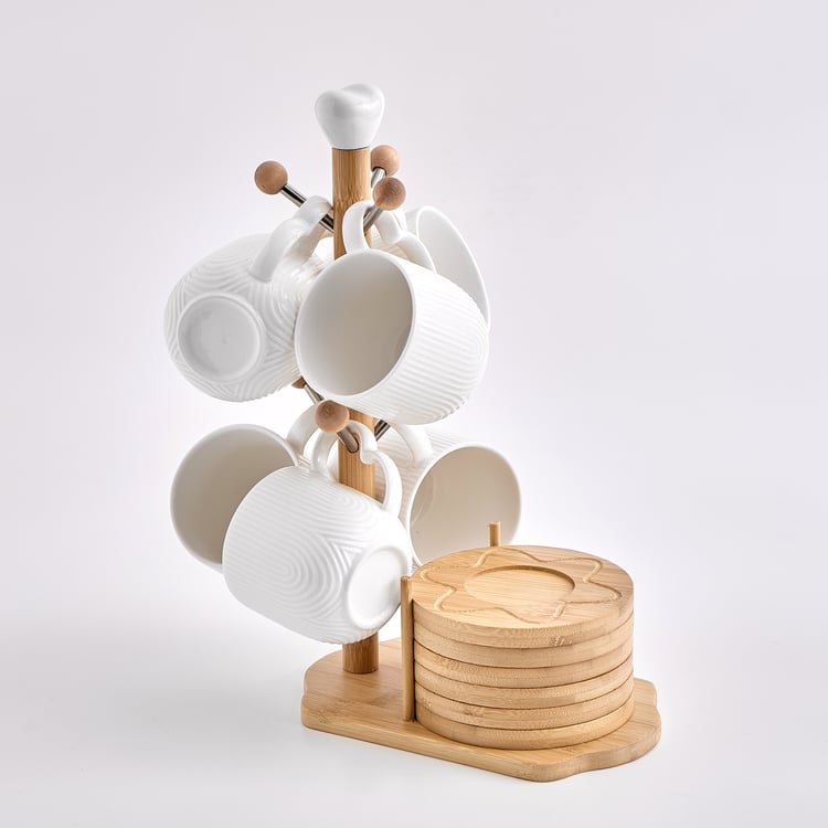 Natural Edit 13Pcs Porcelain Mugs and Coasters Set - 180ml