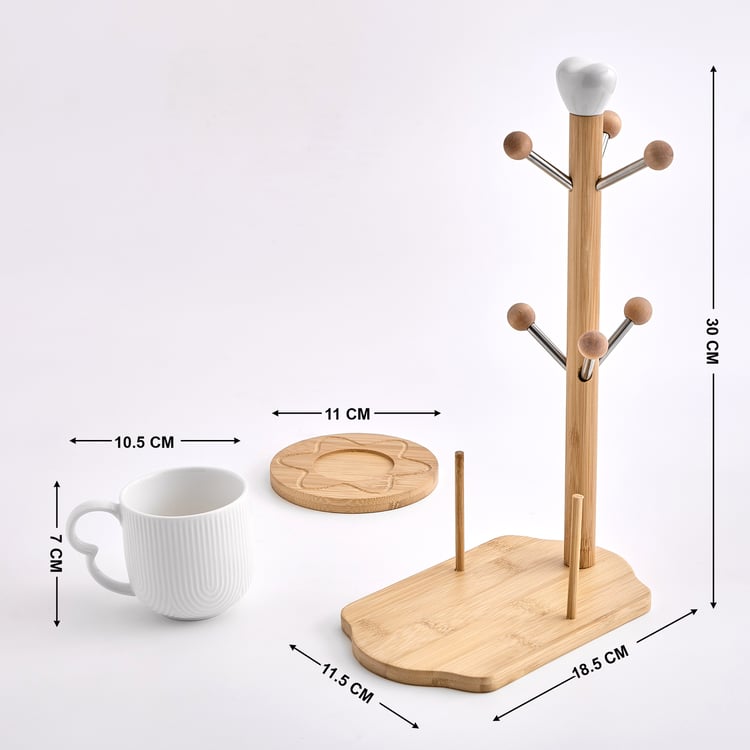 Natural Edit 13Pcs Porcelain Mugs and Coasters Set - 180ml