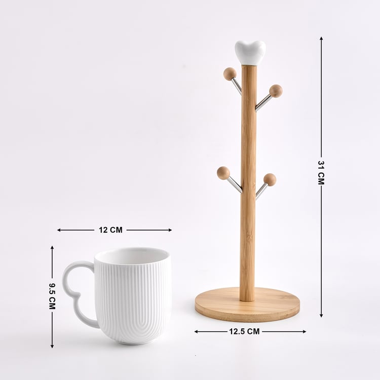 Natural Edit Set of 4 Porcelain Mugs with Stand - 320ml