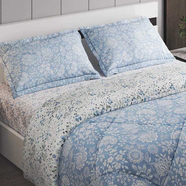 Chime Floral Cotton 4Pcs Printed Double Bed-In-A-Bag Set