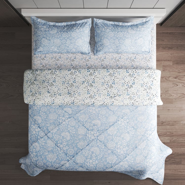 Chime Floral Cotton 4Pcs Printed Double Bed-In-A-Bag Set