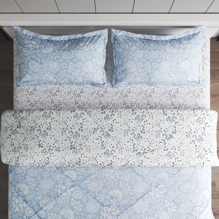Chime Floral Cotton 4Pcs Printed Double Bed-In-A-Bag Set