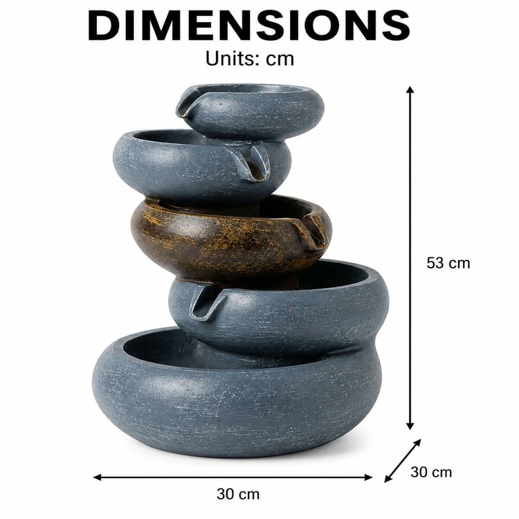 VEDAS Ceramic Cascade Water Fountain - 30x30x53cm