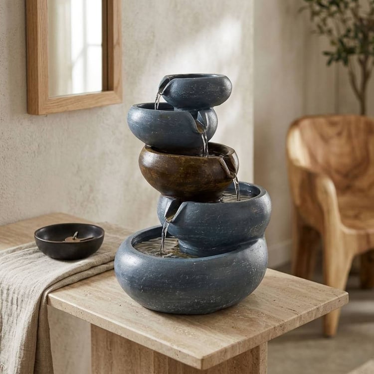VEDAS Ceramic Cascade Water Fountain - 30x30x53cm